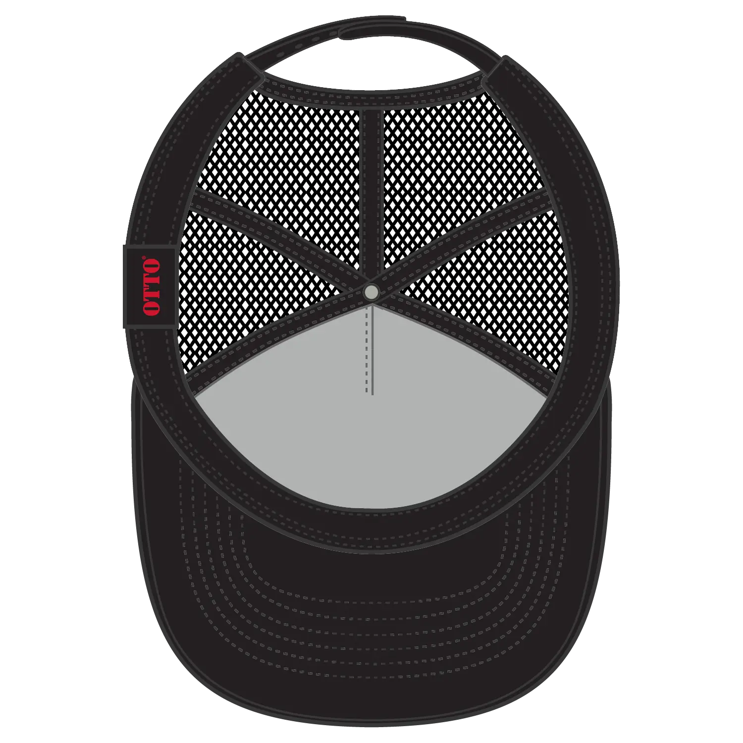 OTTO 39102-1 5 Panel Low Profile Mesh Back Trucker Cap - Black - Black / 7 3/8’’ - 7 5/8’’