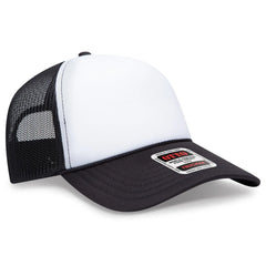 OTTO 39102-1 5 Panel Low Profile Mesh Back Trucker Cap - Blk/Wht/Blk - Blk/Wht/Blk / 7 3/8’’ - 7 5/8’’