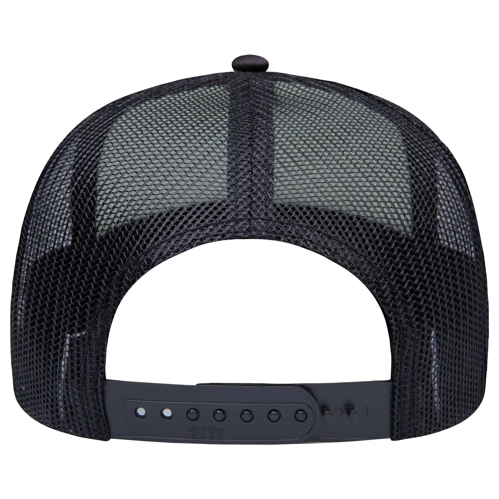 OTTO 39102-1 5 Panel Low Profile Mesh Back Trucker Cap - Blk/Wht/Blk - Blk/Wht/Blk / 7 3/8’’ - 7 5/8’’