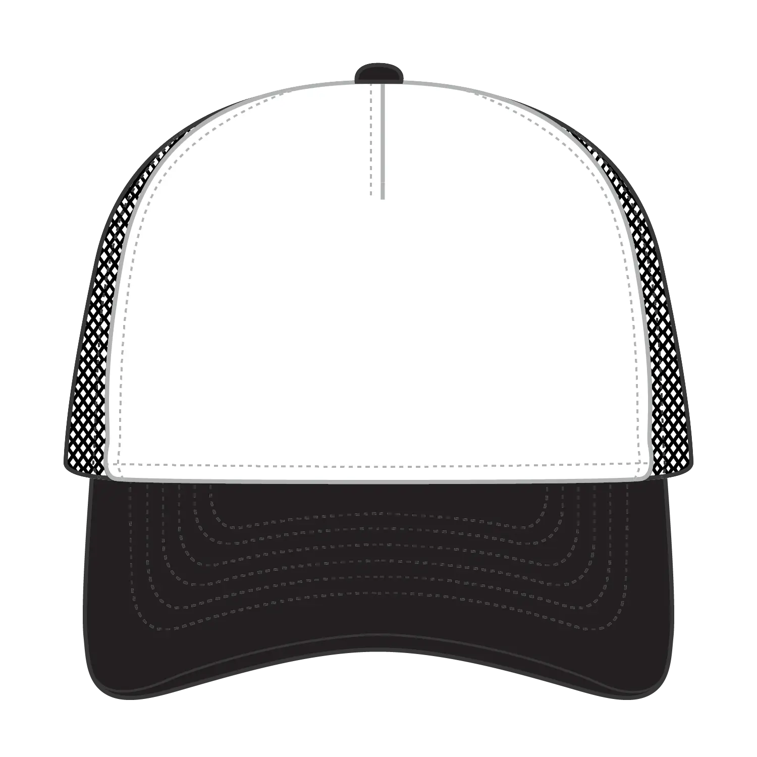 OTTO 39102-1 5 Panel Low Profile Mesh Back Trucker Cap - Blk/Wht/Blk - Blk/Wht/Blk / 7 3/8’’ - 7 5/8’’
