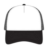 OTTO 39102-1 5 Panel Low Profile Mesh Back Trucker Cap - Blk/Wht/Blk - Blk/Wht/Blk / 7 3/8’’ - 7 5/8’’