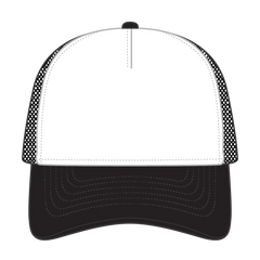 OTTO 39102-1 5 Panel Low Profile Mesh Back Trucker Cap - Blk/Wht/Blk - Blk/Wht/Blk / 7 3/8’’ - 7 5/8’’