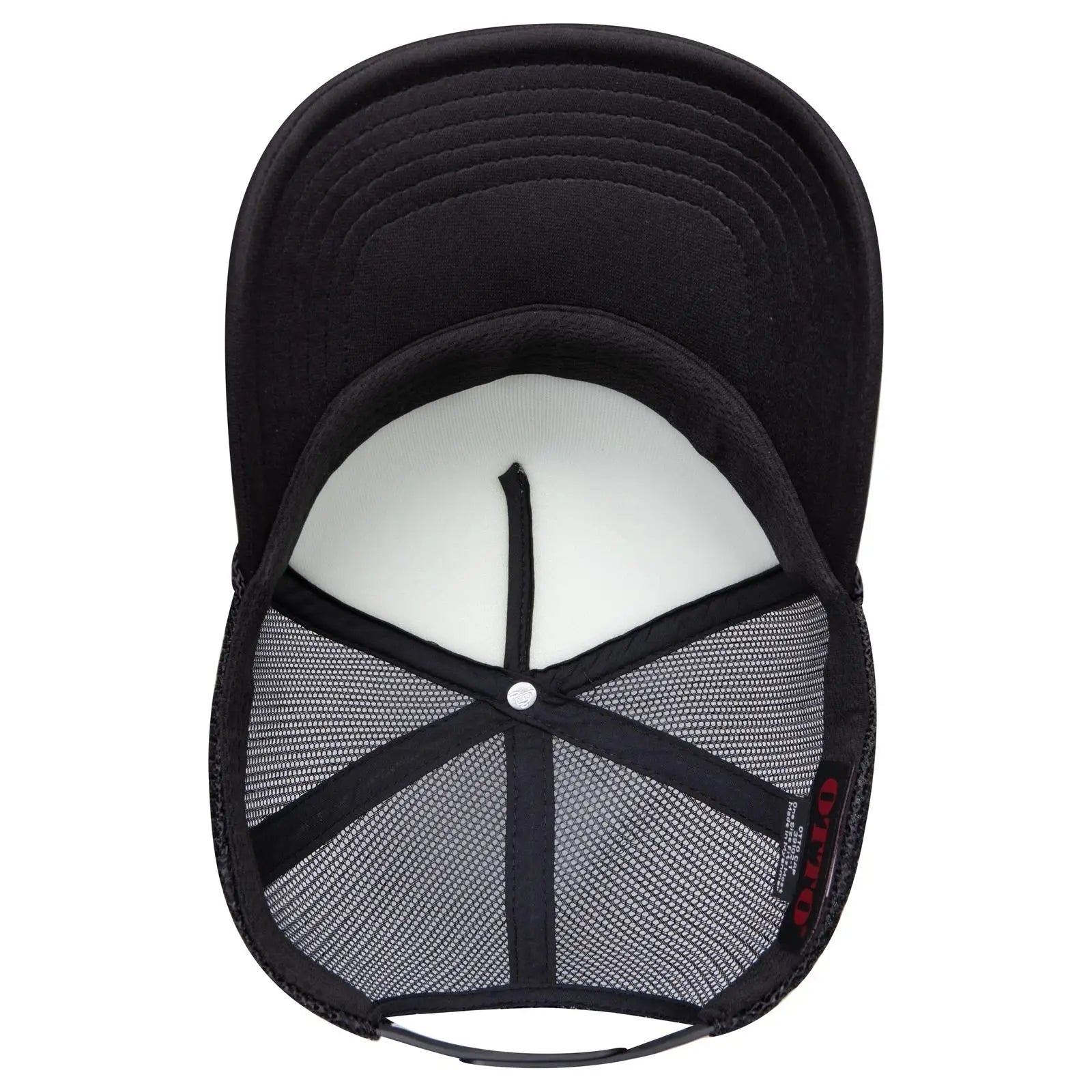 OTTO 39102-1 5 Panel Low Profile Mesh Back Trucker Cap - Blk/Wht/Blk - Blk/Wht/Blk / 7 3/8’’ - 7 5/8’’