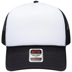 OTTO 39102-1 5 Panel Low Profile Mesh Back Trucker Cap - Blk/Wht/Blk - Blk/Wht/Blk / 7 3/8’’ - 7 5/8’’