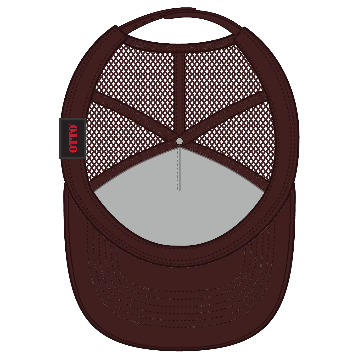 OTTO 39102-1 5 Panel Low Profile Mesh Back Trucker Cap - Brown - Brown / 7 3/8’’ - 7 5/8’’