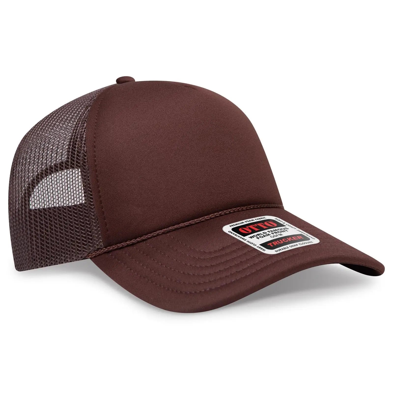 OTTO 39102-1 5 Panel Low Profile Mesh Back Trucker Cap - Brown - Brown / 7 3/8’’ - 7 5/8’’