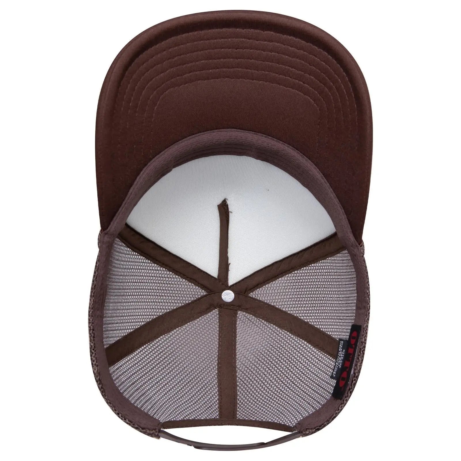 OTTO 39102-1 5 Panel Low Profile Mesh Back Trucker Cap - Brown - Brown / 7 3/8’’ - 7 5/8’’