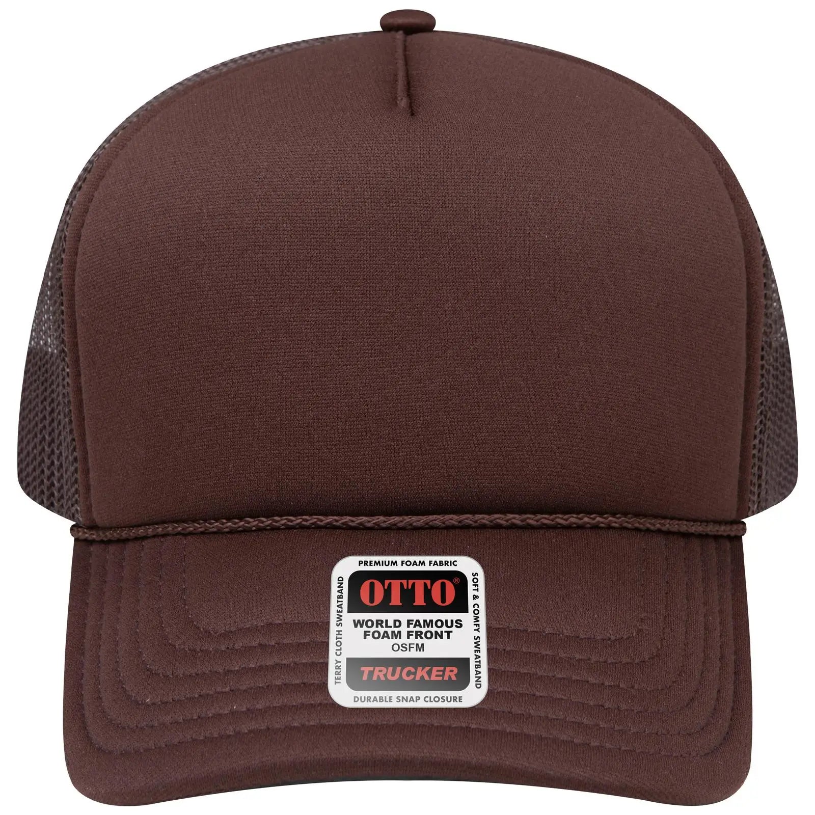 OTTO 39102-1 5 Panel Low Profile Mesh Back Trucker Cap - Brown - Brown / 7 3/8’’ - 7 5/8’’
