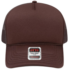 OTTO 39102-1 5 Panel Low Profile Mesh Back Trucker Cap - Brown - Brown / 7 3/8’’ - 7 5/8’’