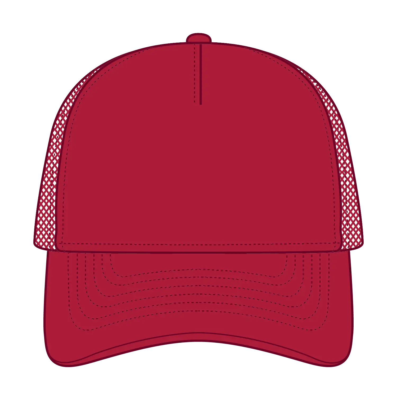 OTTO 39102-1 5 Panel Low Profile Mesh Back Trucker Cap - Red - Red / 7 3/8’’ - 7 5/8’’