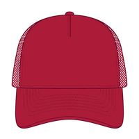 OTTO 39102-1 5 Panel Low Profile Mesh Back Trucker Cap - Red - Red / 7 3/8’’ - 7 5/8’’