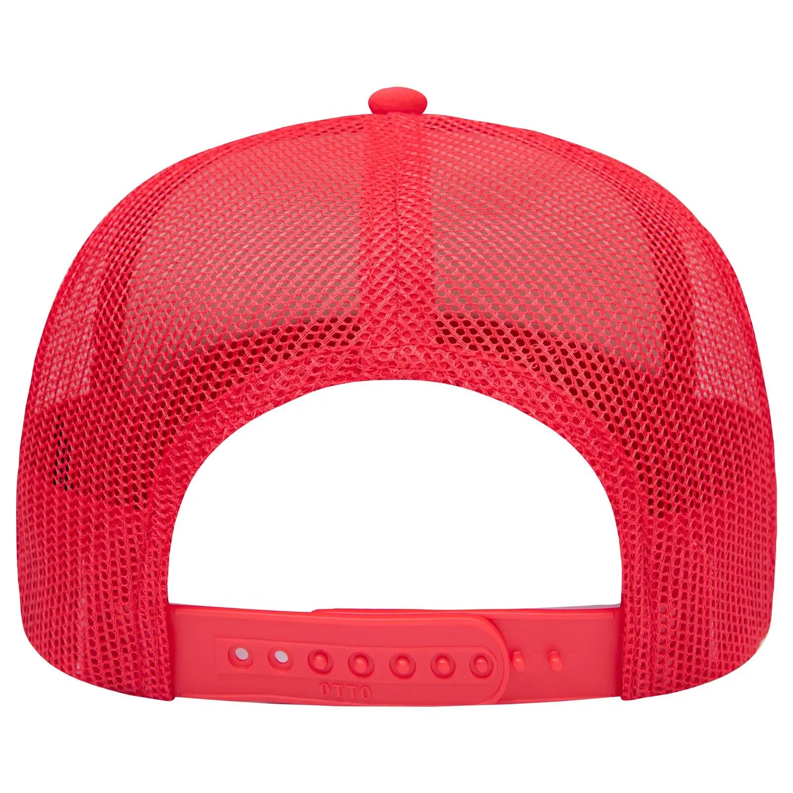 OTTO 39102-1 5 Panel Low Profile Mesh Back Trucker Cap - Red - Red / 7 3/8’’ - 7 5/8’’