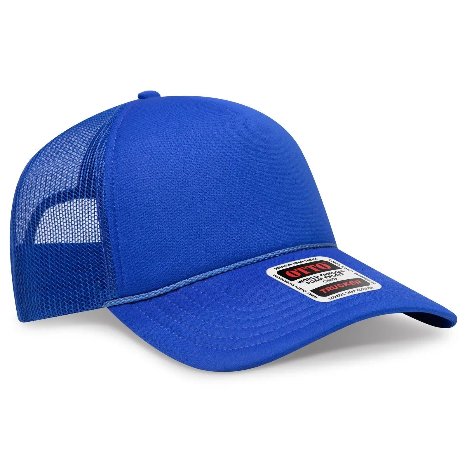 OTTO 39102-1 5 Panel Low Profile Mesh Back Trucker Cap - Royal - Royal / 7 3/8’’ - 7 5/8’’