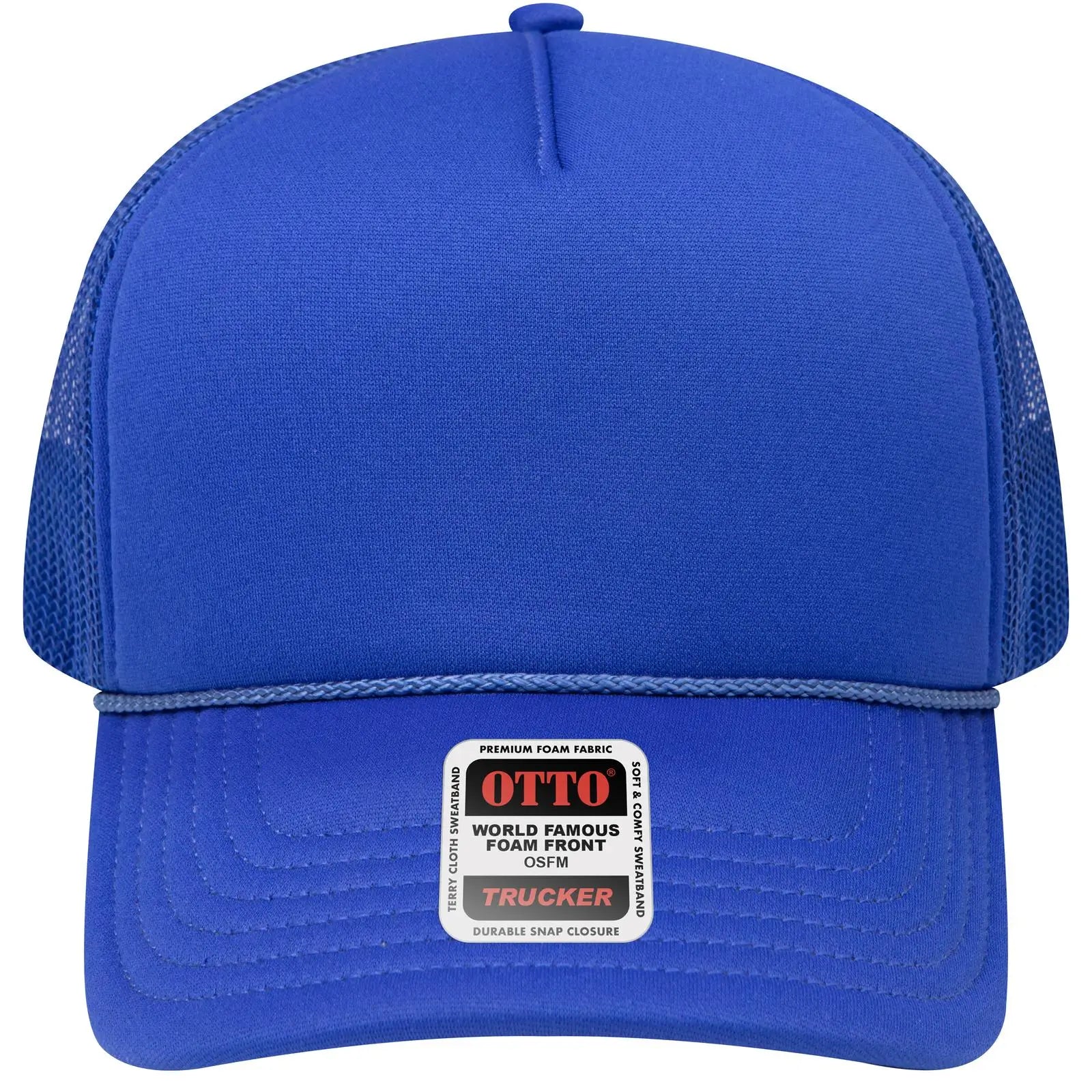 OTTO 39102-1 5 Panel Low Profile Mesh Back Trucker Cap - Royal - Royal / 7 3/8’’ - 7 5/8’’