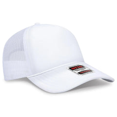OTTO 39102-1 5 Panel Low Profile Mesh Back Trucker Cap - White - White / 7 3/8’’ - 7 5/8’’