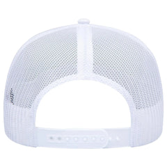 OTTO 39102-1 5 Panel Low Profile Mesh Back Trucker Cap - White - White / 7 3/8’’ - 7 5/8’’