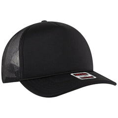 OTTO 3931-1 5 Panel High Crown Mesh Back Trucker Cap - Black - Black / 7 3/8’’ - 7 5/8’’