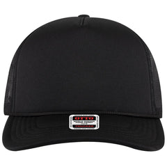 OTTO 3931-1 5 Panel High Crown Mesh Back Trucker Cap - Black - Black / 7 3/8’’ - 7 5/8’’