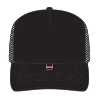 OTTO 3931-1 5 Panel High Crown Mesh Back Trucker Cap - Black - Black / 7 3/8’’ - 7 5/8’’