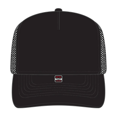 OTTO 3931-1 5 Panel High Crown Mesh Back Trucker Cap - Black - Black / 7 3/8’’ - 7 5/8’’