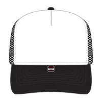 OTTO 3931-1 5 Panel High Crown Mesh Back Trucker Cap - Blk/Wht/Blk - Blk/Wht/Blk / 7 3/8’’ - 7 5/8’’