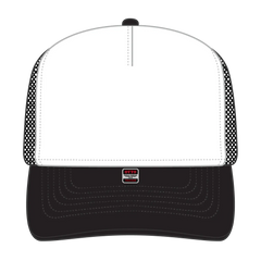 OTTO 3931-1 5 Panel High Crown Mesh Back Trucker Cap - Blk/Wht/Blk - Blk/Wht/Blk / 7 3/8’’ - 7 5/8’’
