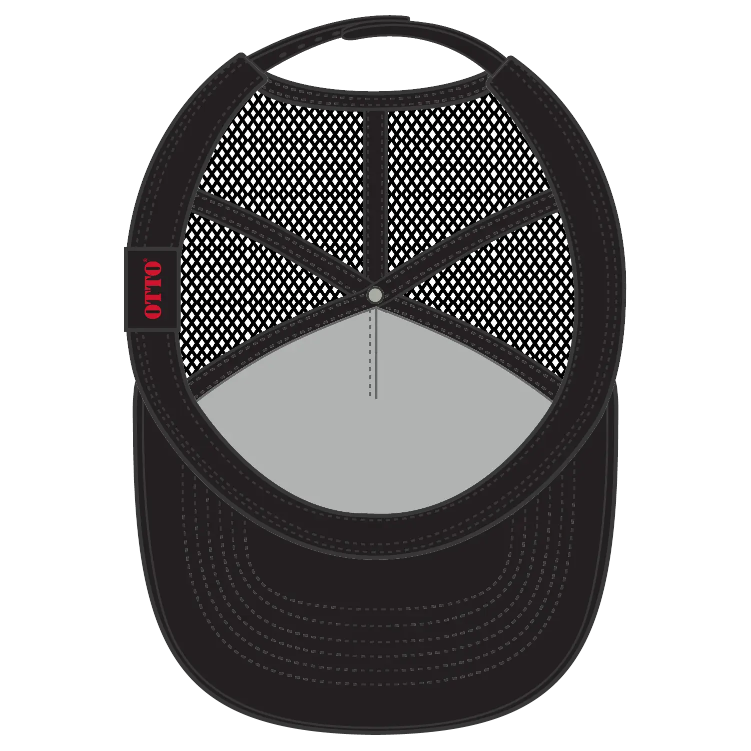 OTTO 3931-1 5 Panel High Crown Mesh Back Trucker Cap - Blk/Wht/Blk - Blk/Wht/Blk / 7 3/8’’ - 7 5/8’’