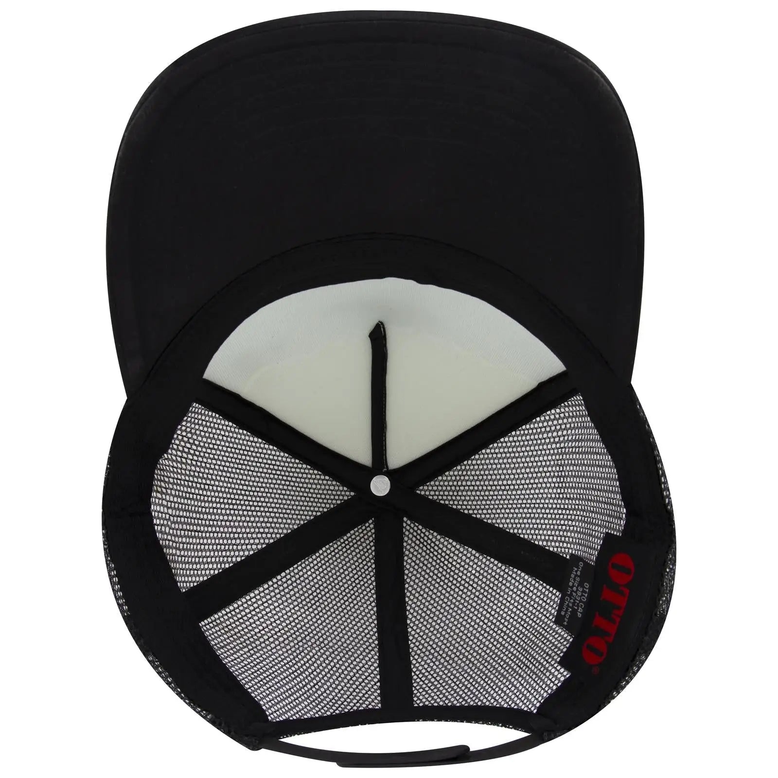 OTTO 3931-1 5 Panel High Crown Mesh Back Trucker Cap - Blk/Wht/Blk - Blk/Wht/Blk / 7 3/8’’ - 7 5/8’’