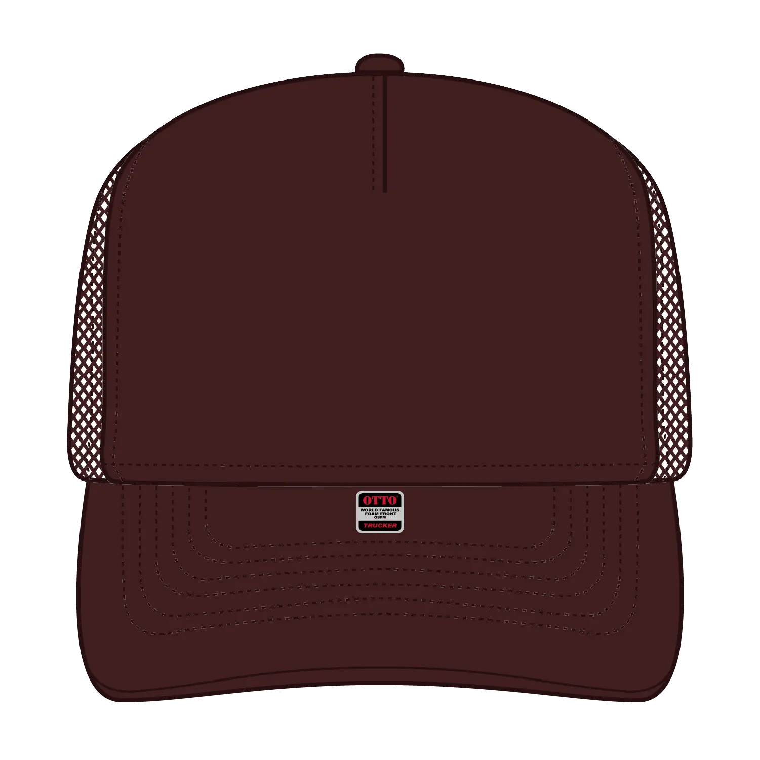 OTTO 3931-1 5 Panel High Crown Mesh Back Trucker Cap - Brown - Brown / 7 3/8’’ - 7 5/8’’