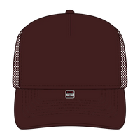 OTTO 3931-1 5 Panel High Crown Mesh Back Trucker Cap - Brown - Brown / 7 3/8’’ - 7 5/8’’