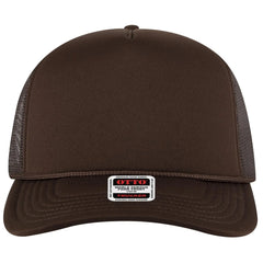 OTTO 3931-1 5 Panel High Crown Mesh Back Trucker Cap - Brown - Brown / 7 3/8’’ - 7 5/8’’