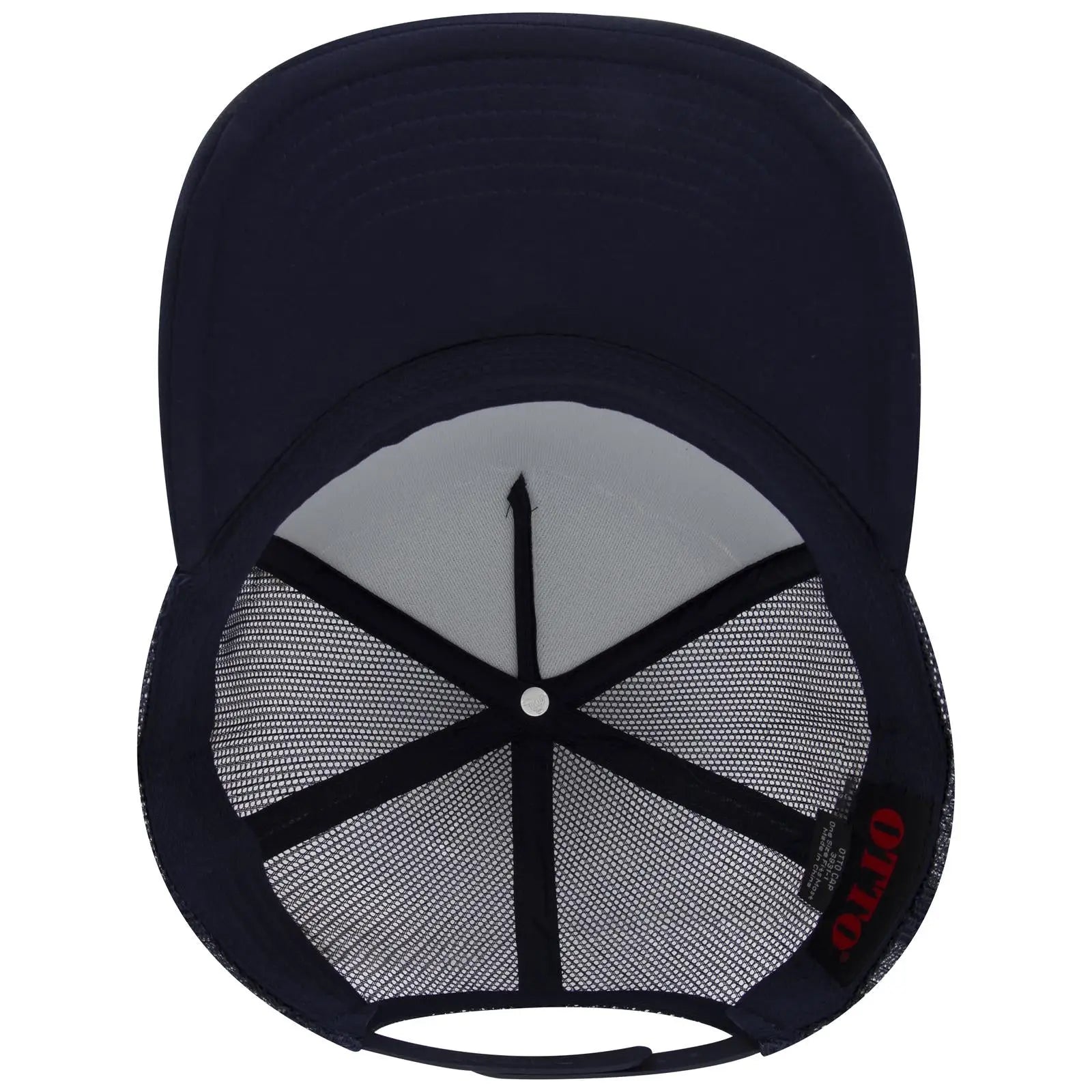 OTTO 3931-1 5 Panel High Crown Mesh Back Trucker Cap - Navy - Navy / 7 3/8’’ - 7 5/8’’