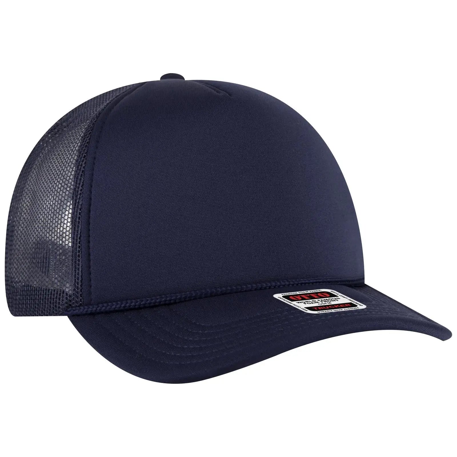 OTTO 3931-1 5 Panel High Crown Mesh Back Trucker Cap - Navy - Navy / 7 3/8’’ - 7 5/8’’