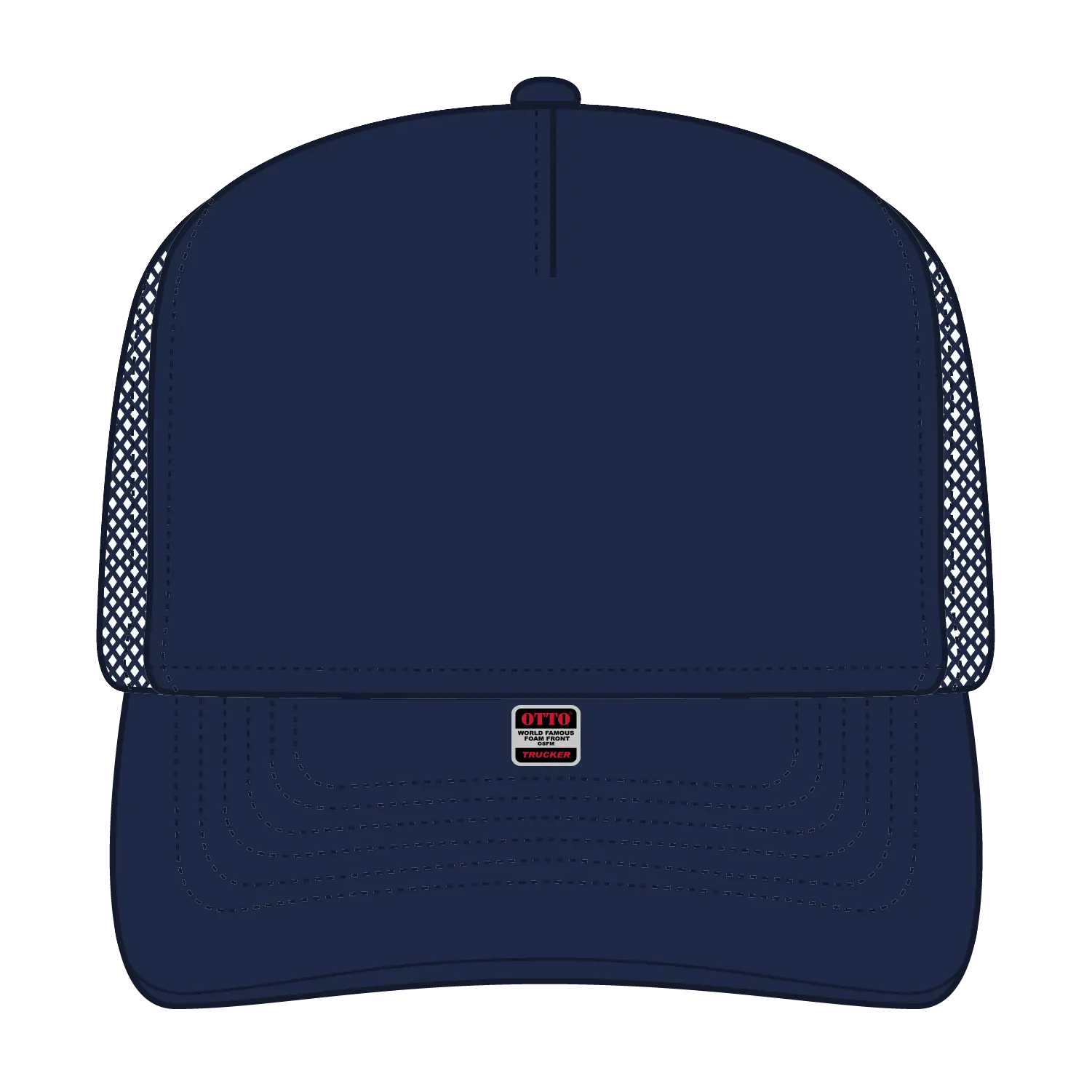 OTTO 3931-1 5 Panel High Crown Mesh Back Trucker Cap - Navy - Navy / 7 3/8’’ - 7 5/8’’
