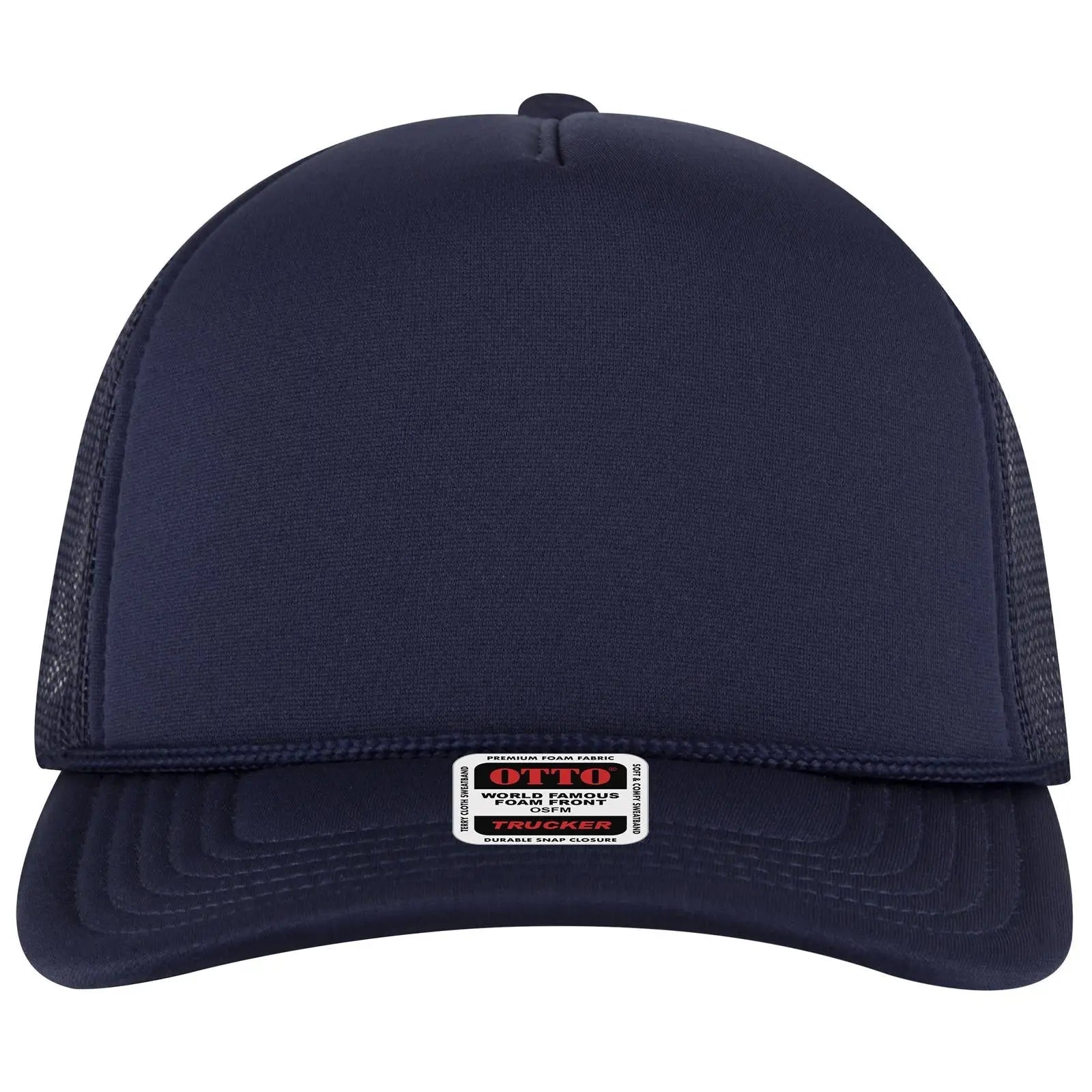 OTTO 3931-1 5 Panel High Crown Mesh Back Trucker Cap - Navy - Navy / 7 3/8’’ - 7 5/8’’
