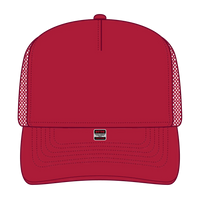 OTTO 3931-1 5 Panel High Crown Mesh Back Trucker Cap - Red - Red / 7 3/8’’ - 7 5/8’’