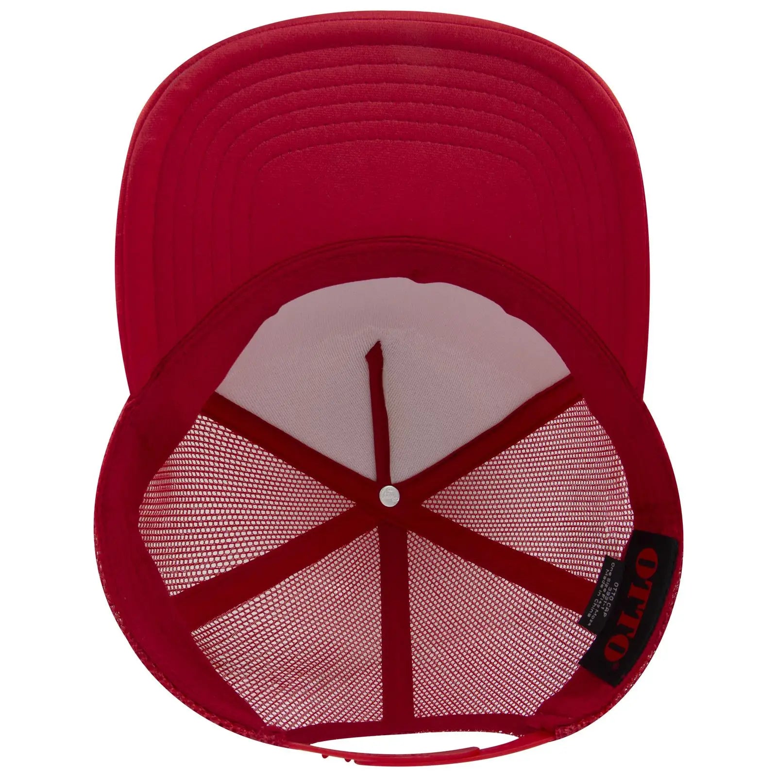 OTTO 3931-1 5 Panel High Crown Mesh Back Trucker Cap - Red - Red / 7 3/8’’ - 7 5/8’’