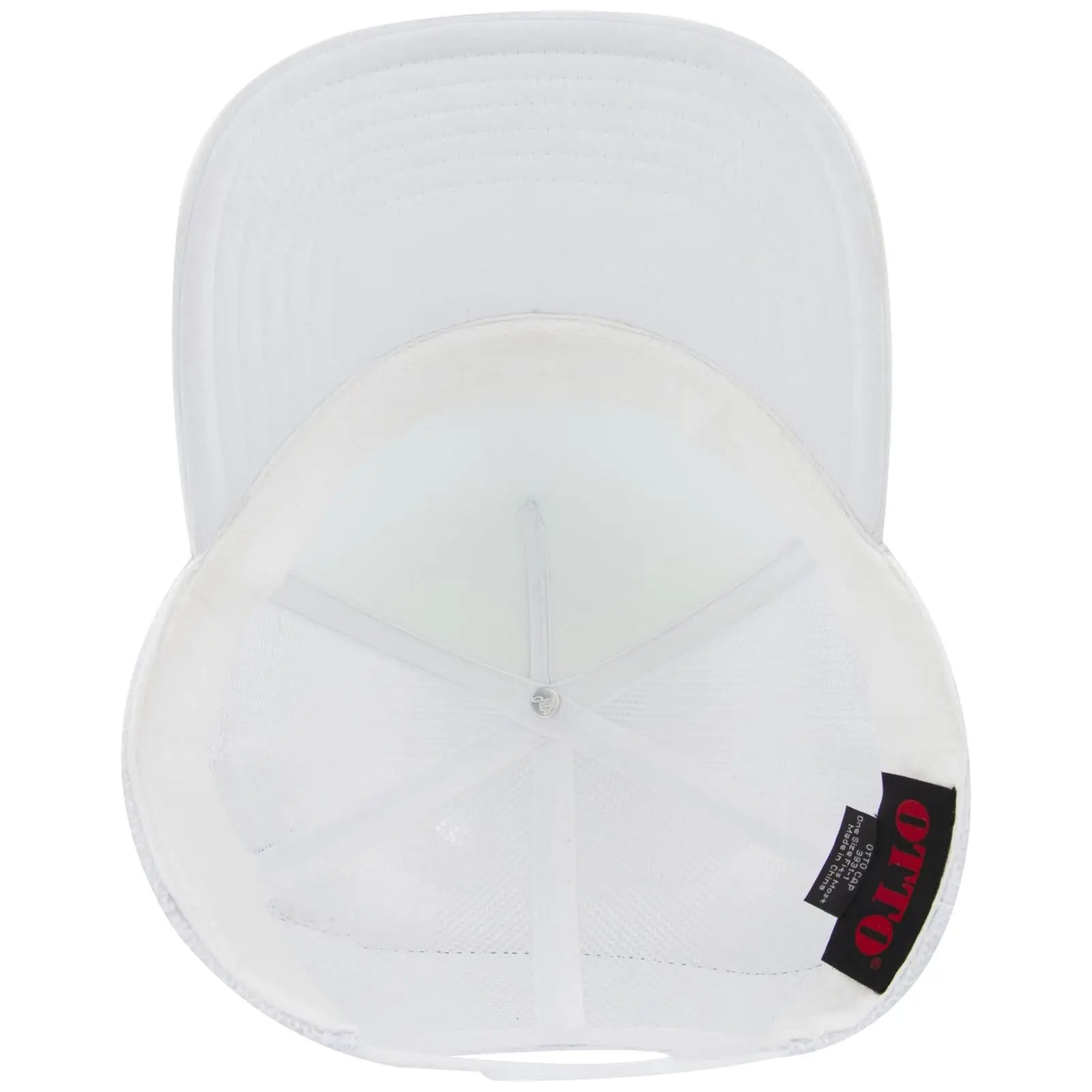 OTTO 3931-1 5 Panel High Crown Mesh Back Trucker Cap - White - White / 7 3/8’’ - 7 5/8’’