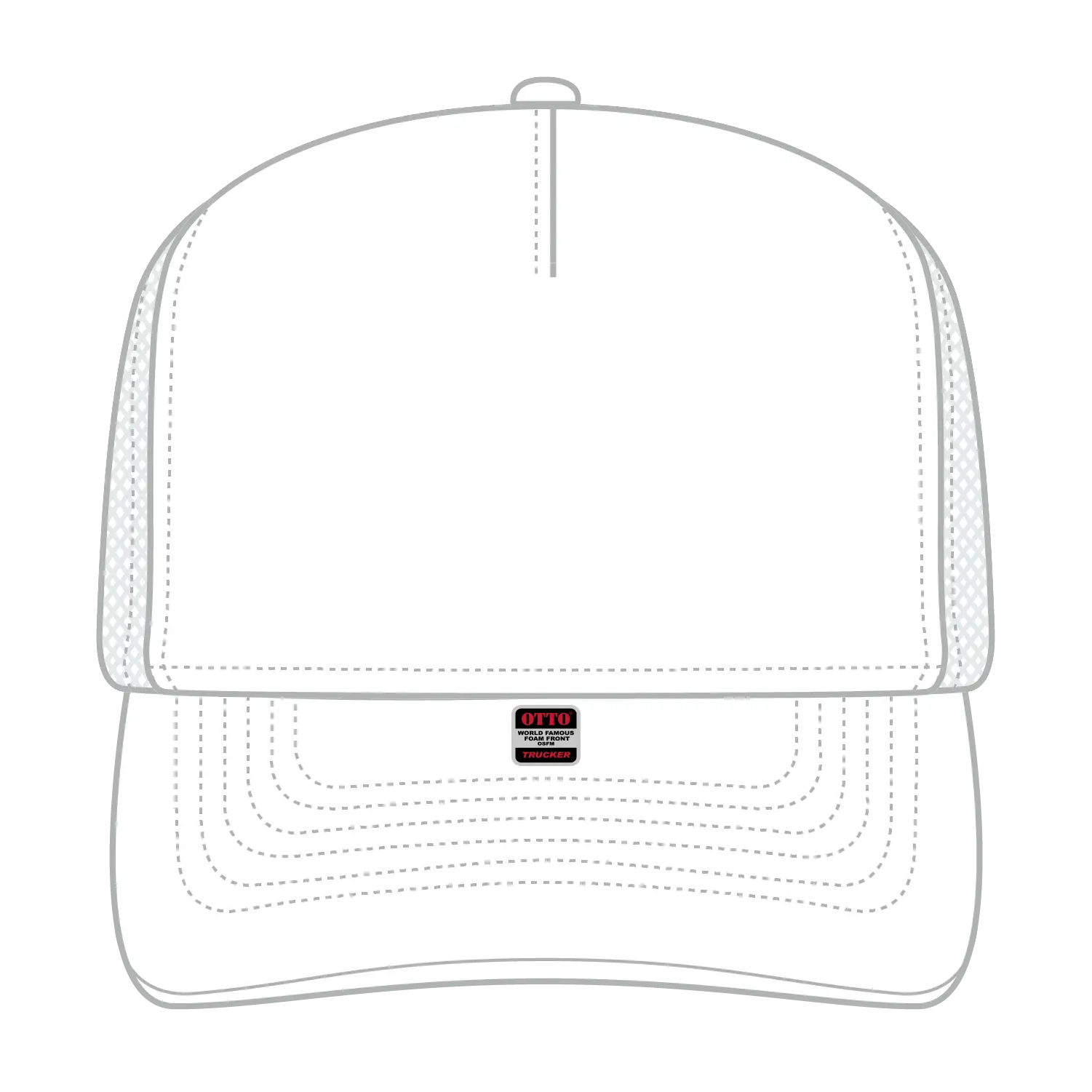 OTTO 3931-1 5 Panel High Crown Mesh Back Trucker Cap - White - White / 7 3/8’’ - 7 5/8’’