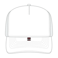 OTTO 3931-1 5 Panel High Crown Mesh Back Trucker Cap - White - White / 7 3/8’’ - 7 5/8’’