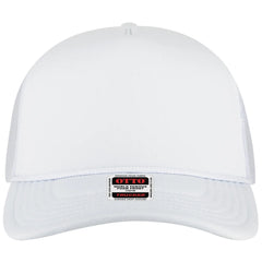 OTTO 3931-1 5 Panel High Crown Mesh Back Trucker Cap - White - White / 7 3/8’’ - 7 5/8’’