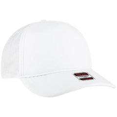 OTTO 3931-1 5 Panel High Crown Mesh Back Trucker Cap - White - White / 7 3/8’’ - 7 5/8’’