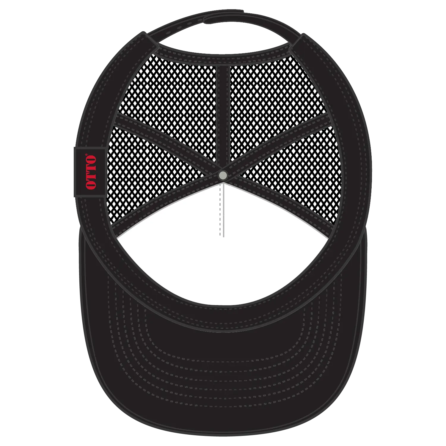 OTTO 3932-1 5 Panel High Crown Mesh Back Trucker Cap - Black - Black / 7 3/8’’ - 7 5/8’’