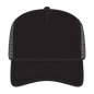 OTTO 3932-1 5 Panel High Crown Mesh Back Trucker Cap - Black - Black / 7 3/8’’ - 7 5/8’’