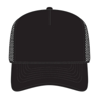 OTTO 3932-1 5 Panel High Crown Mesh Back Trucker Cap - Black - Black / 7 3/8’’ - 7 5/8’’