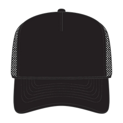 OTTO 3932-1 5 Panel High Crown Mesh Back Trucker Cap - Black - Black / 7 3/8’’ - 7 5/8’’