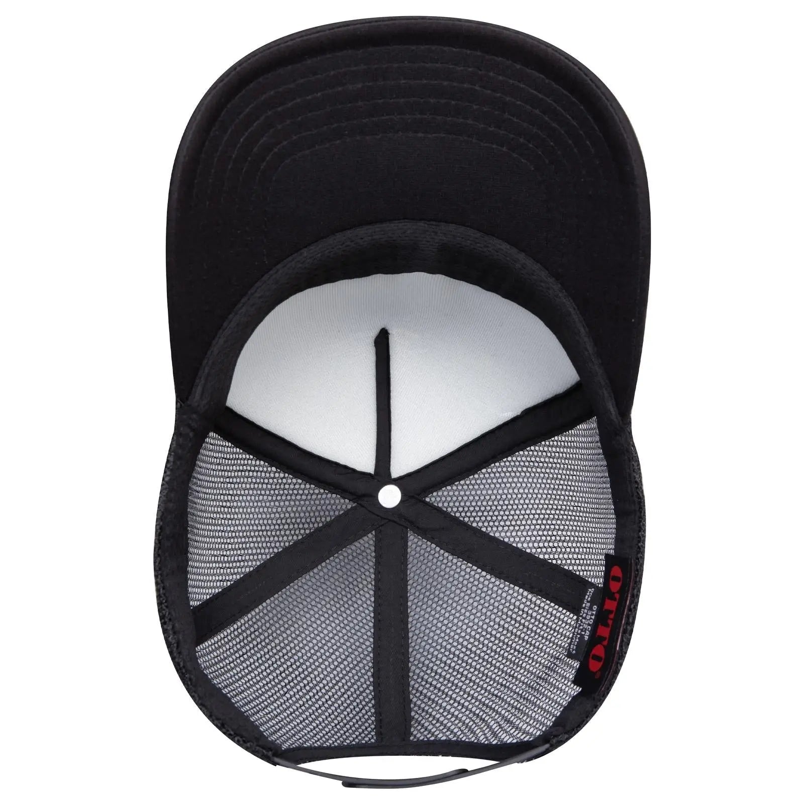 OTTO 3932-1 5 Panel High Crown Mesh Back Trucker Cap - Black - Black / 7 3/8’’ - 7 5/8’’