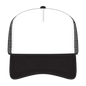 OTTO 3932-1 5 Panel High Crown Mesh Back Trucker Cap - Blk/Wht/Blk - Blk/Wht/Blk / 7 3/8’’ - 7 5/8’’