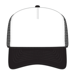 OTTO 3932-1 5 Panel High Crown Mesh Back Trucker Cap - Blk/Wht/Blk - Blk/Wht/Blk / 7 3/8’’ - 7 5/8’’