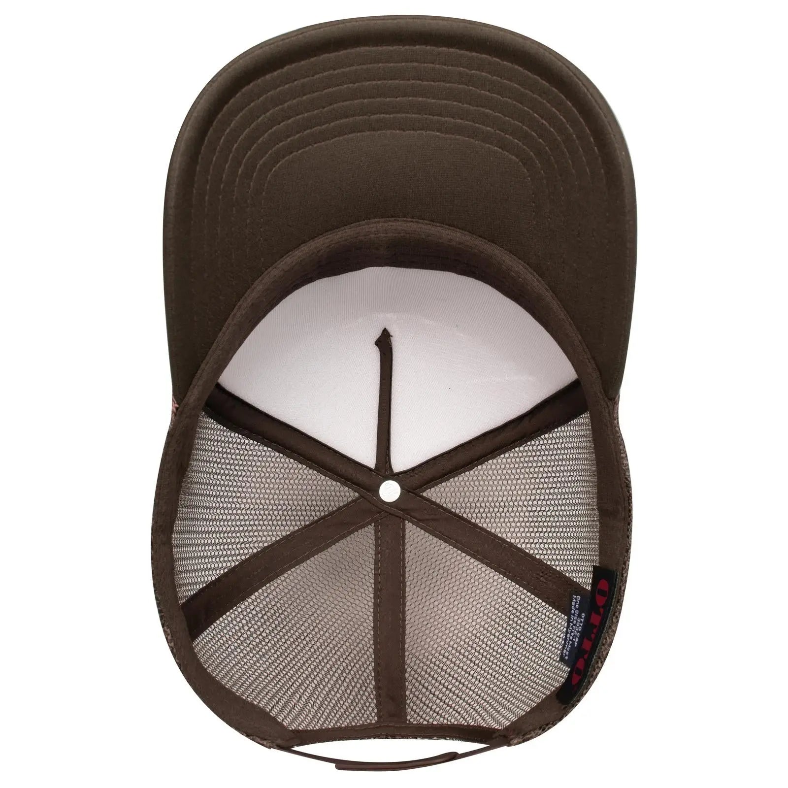 OTTO 3932-1 5 Panel High Crown Mesh Back Trucker Cap - Brown - Brown / 7 3/8’’ - 7 5/8’’